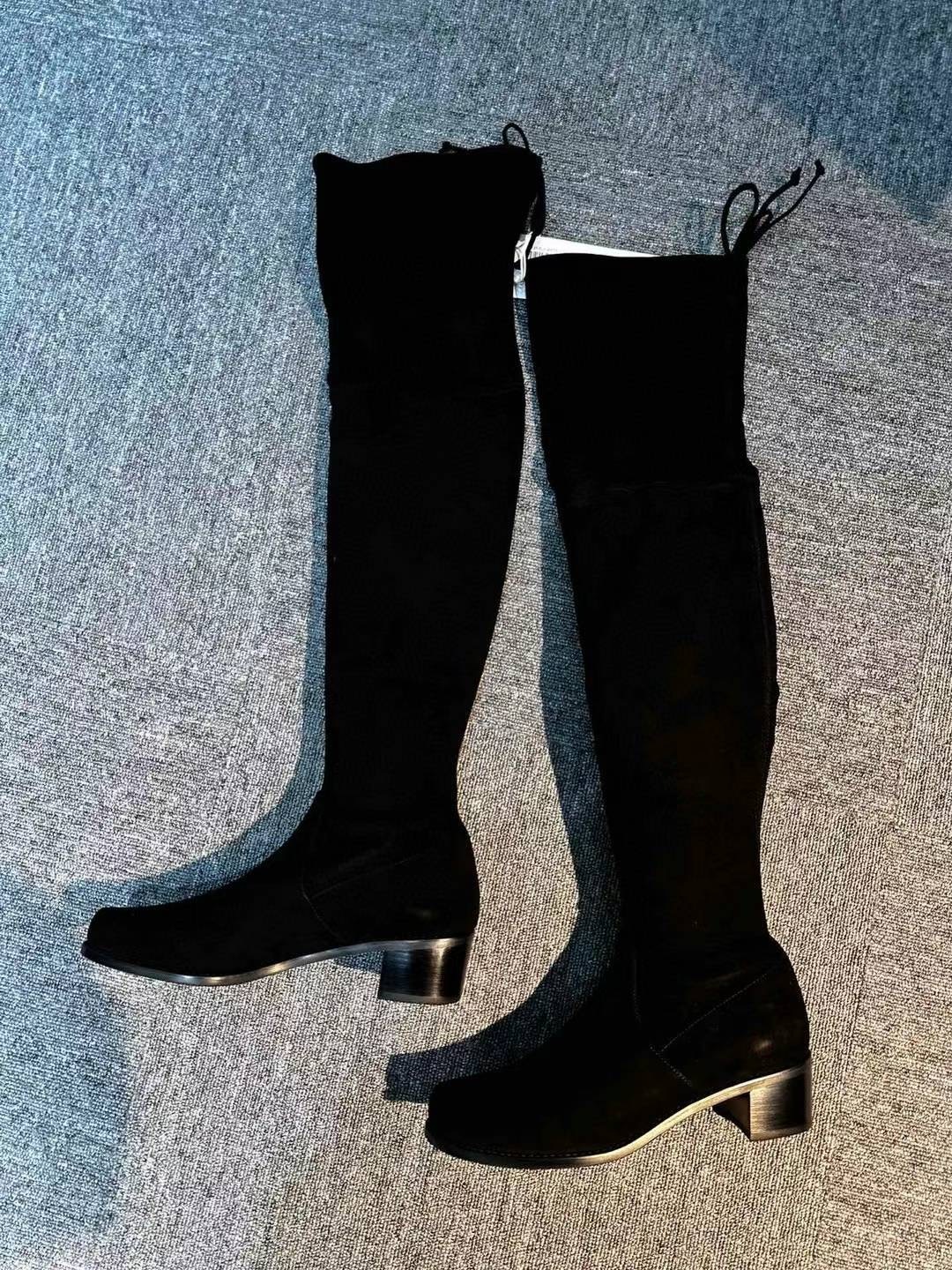 Stuart Weitzman  後面綁帶过膝靴长靴 4.5cm -M