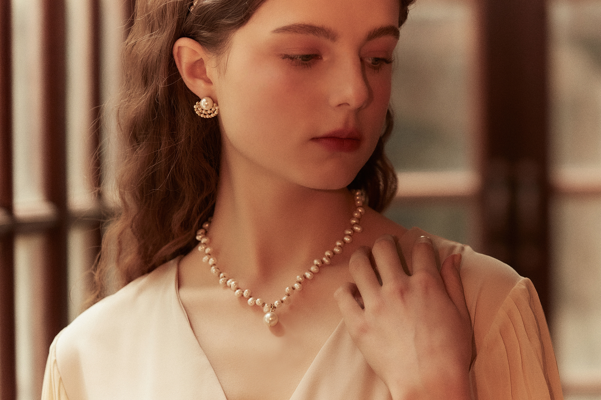 黃銅飾品,黃銅,氣質,百搭,項鍊,天然珍珠,