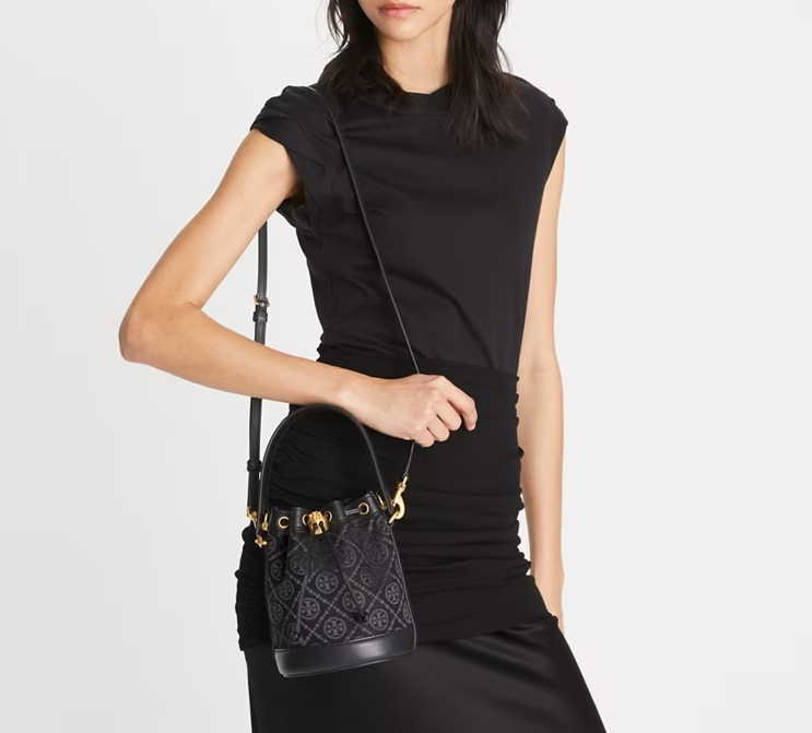 【現貨】Tory burch T Monogram 黑色系列 老花 迷你水桶包