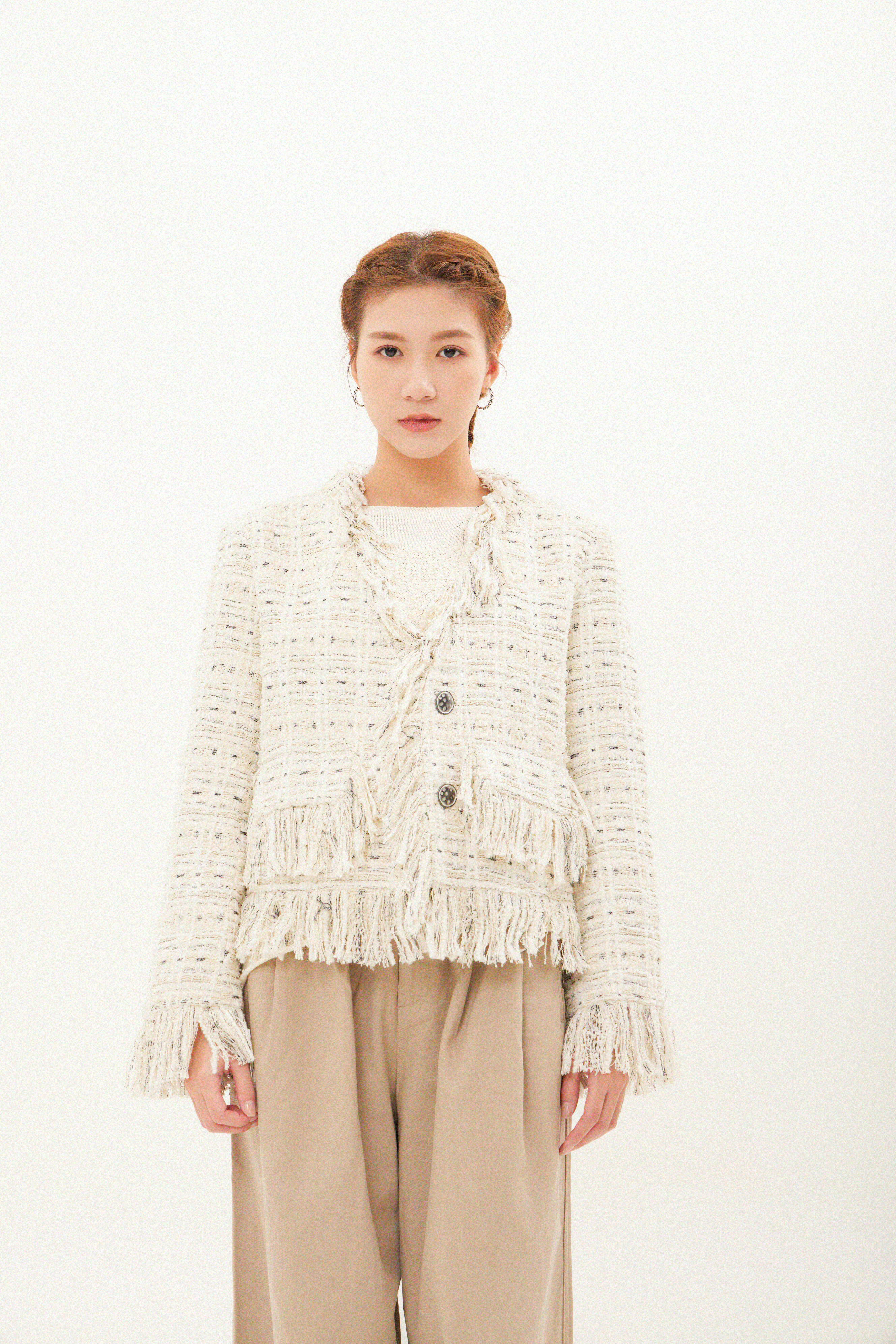 蘇蘇邊V領tweed外套（現貨款式）