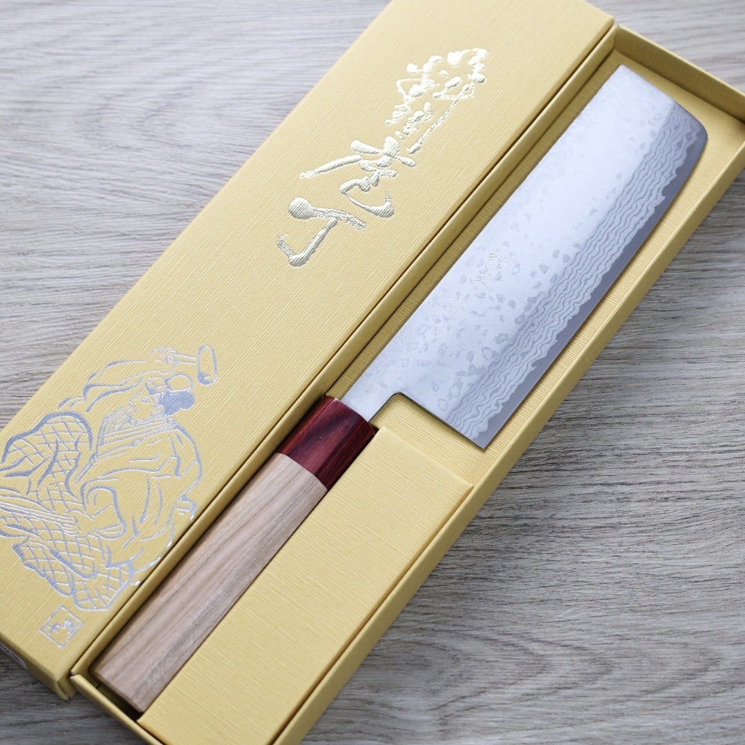 增谷訓生 寬版菜切 165mm VG10鋼 彩流 和柄