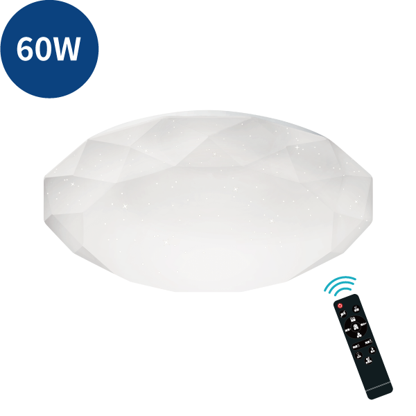 LED亮麗星鑽吸頂燈 60W 遙控多段調光調色+2200K小夜燈