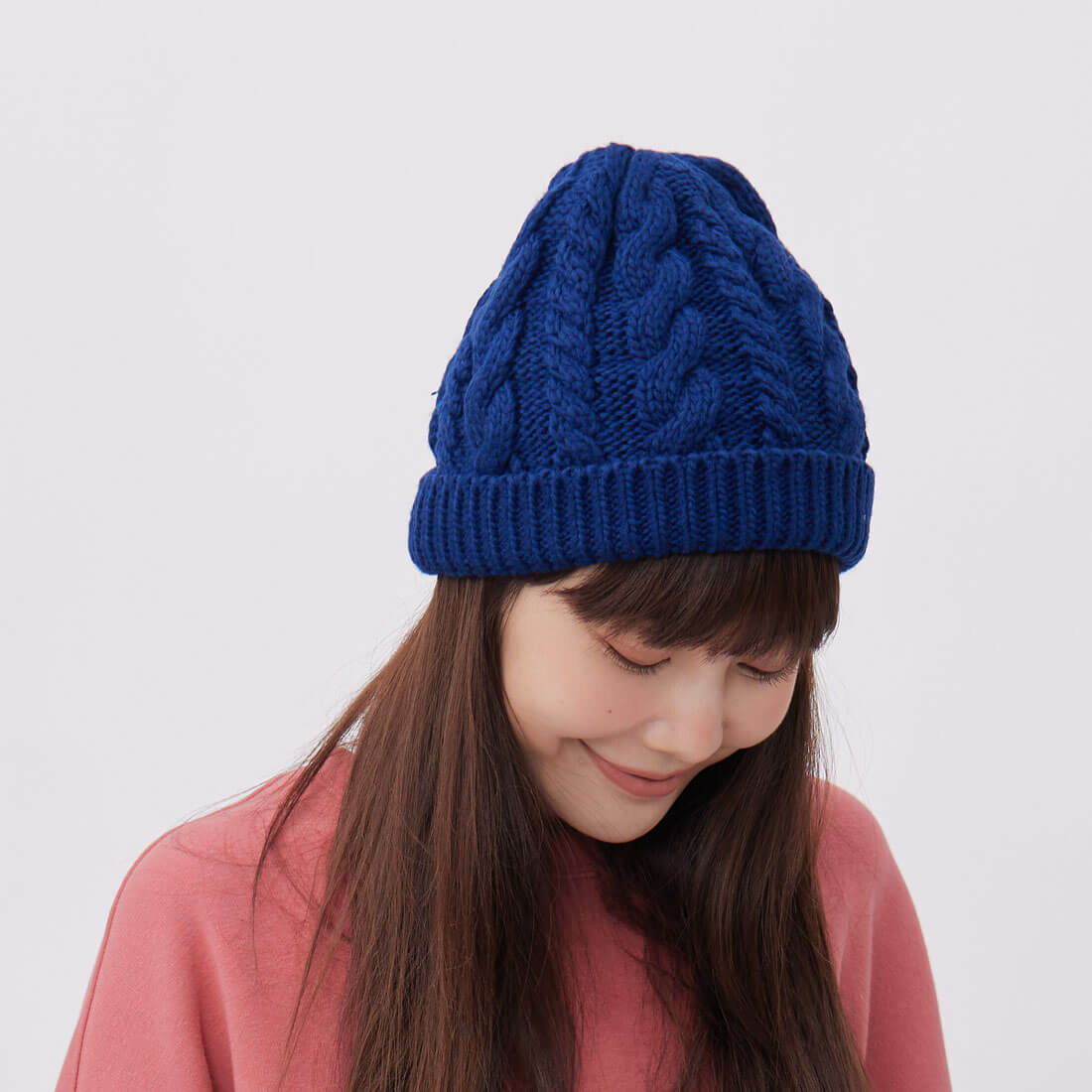 Merry 麻花針織毛帽/ 深藍