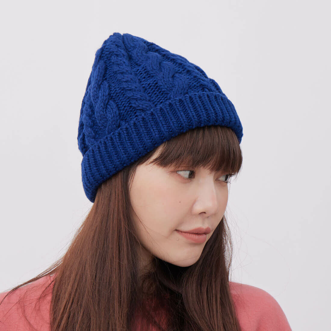 Merry 麻花針織毛帽/ 深藍