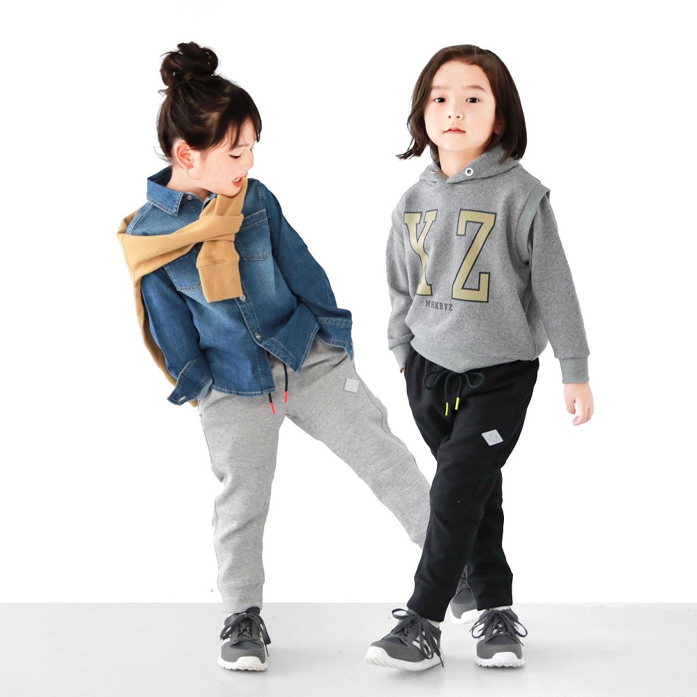 日本L.copeck 修身慢跑長褲 (黑色，140-150) C1073