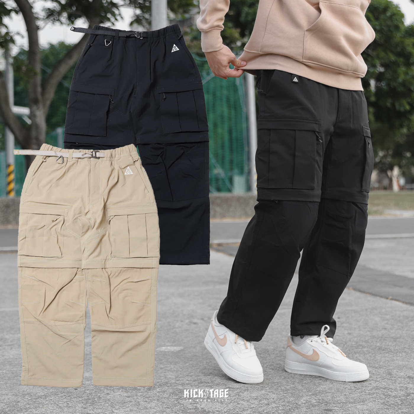 男款NIKE ACG SMITH SUMMIT CRG PANT 黑色大口袋可拆工裝兩穿短褲長褲