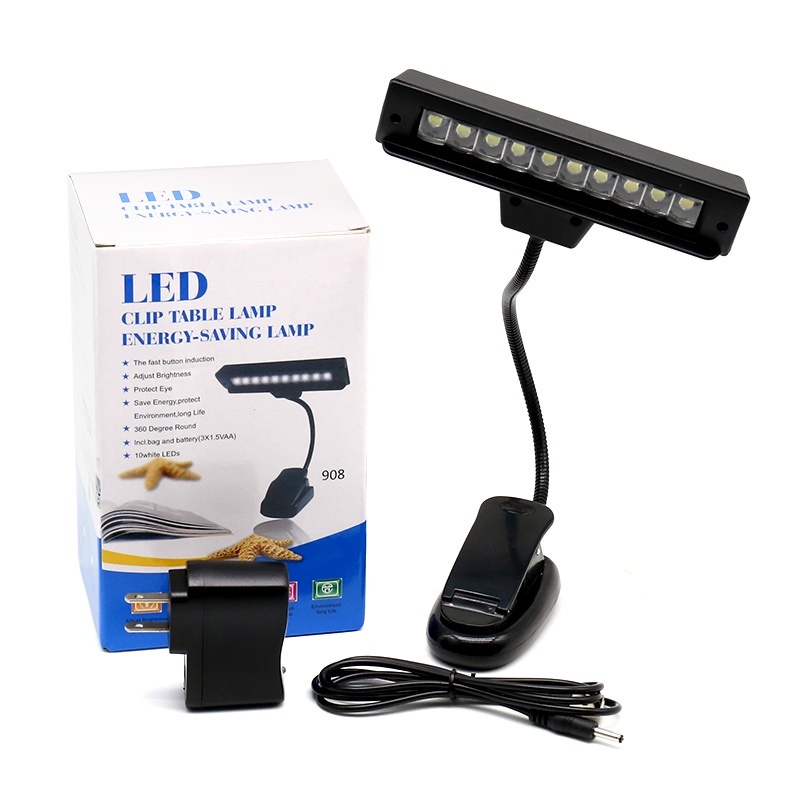 譜架燈-10LED (908) 白光 夾式 USB充電