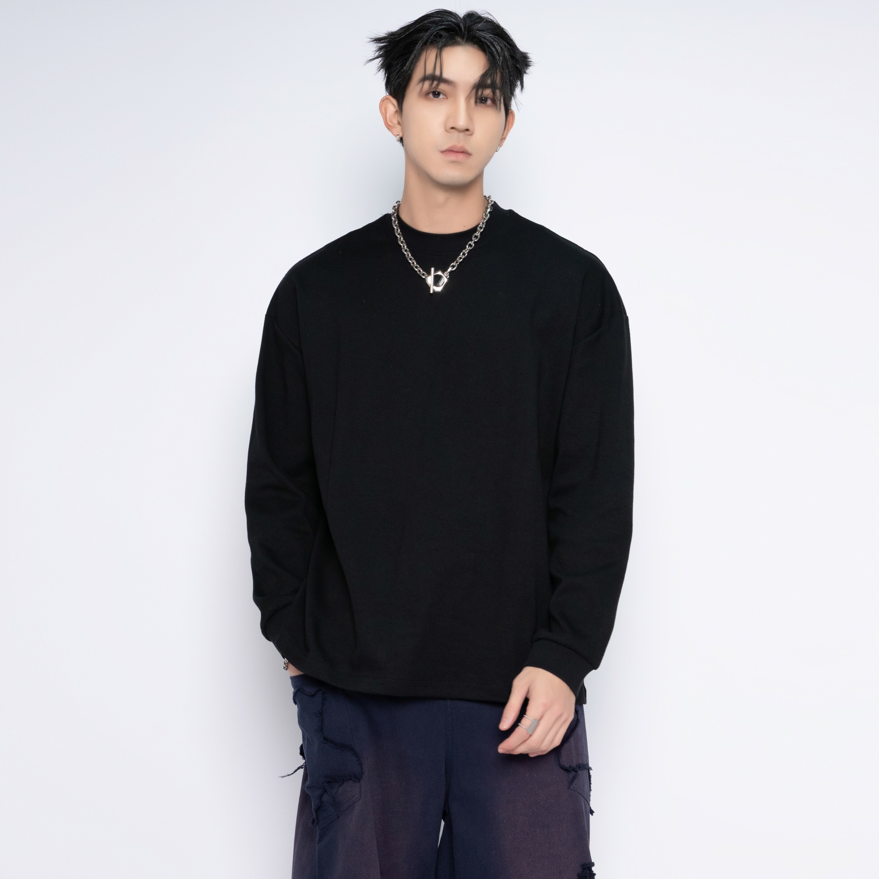 男女/圓領針織鏤空洞洞上衣