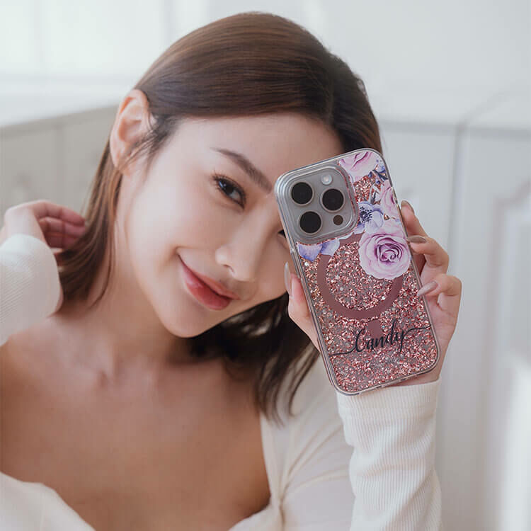 古典玫瑰 玫瑰金貝拉殼 (MagSafe兼容) - (訂製名字) iPhone客製化手機殼