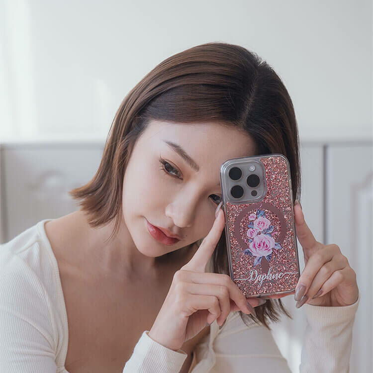 專情玫瑰 玫瑰金貝拉殼 (MagSafe兼容) - (訂製名字) iPhone客製化手機殼