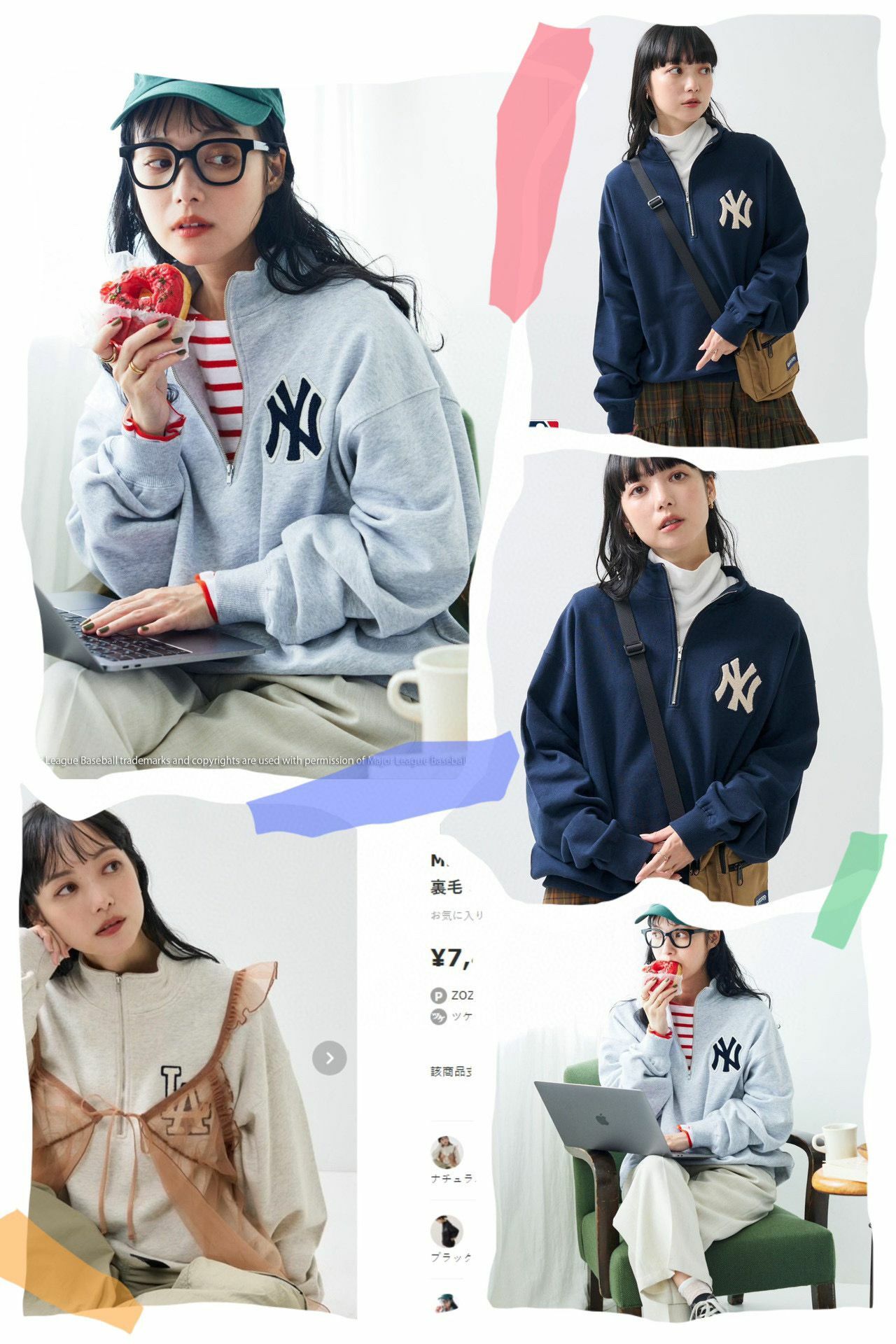 2023秋季新款✨MLB 字母logo半拉鏈衛衣/男女同款-2301212