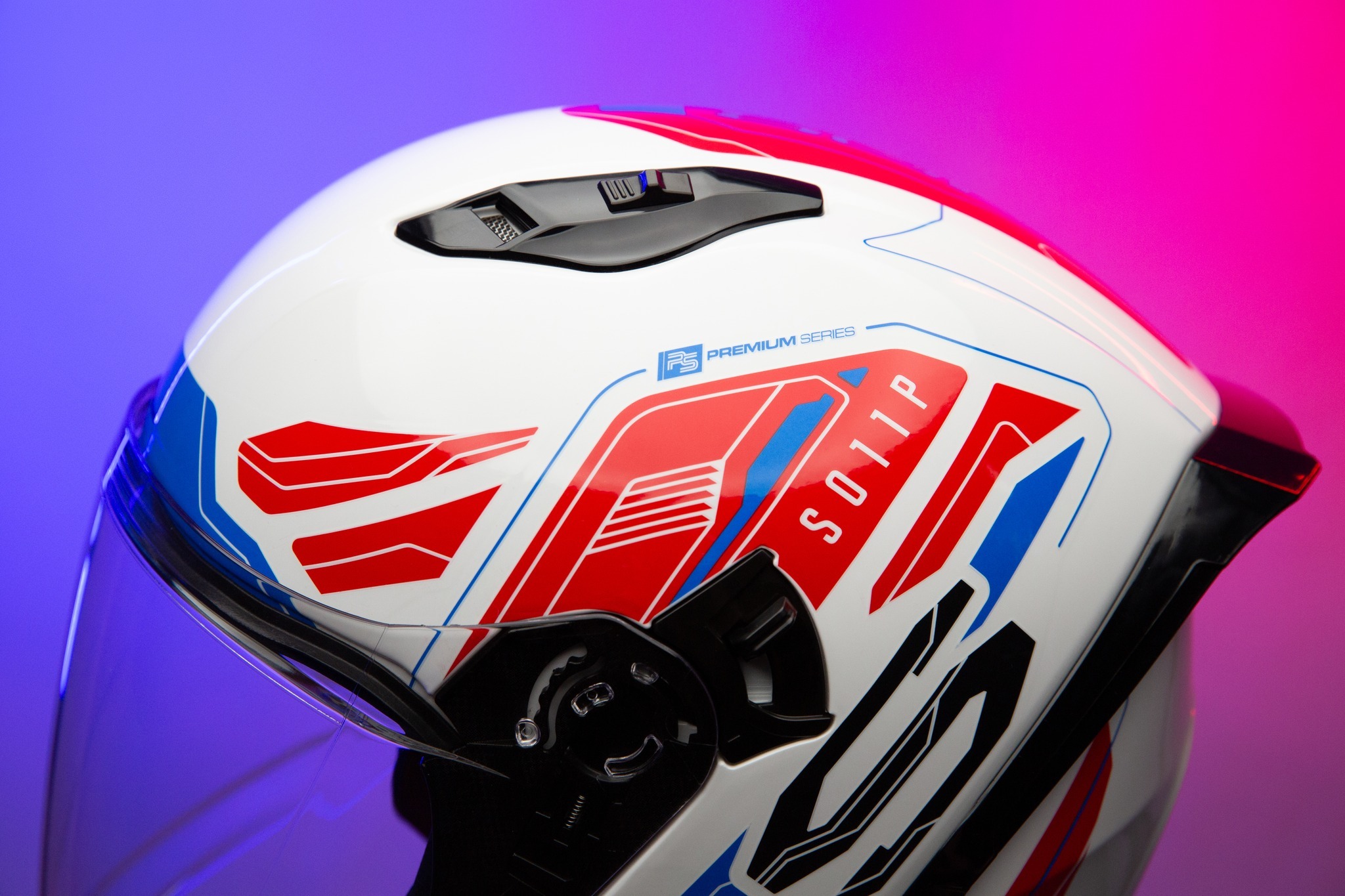 SOL SO-11P 彩繪 超導體 白/紅藍 3/4罩