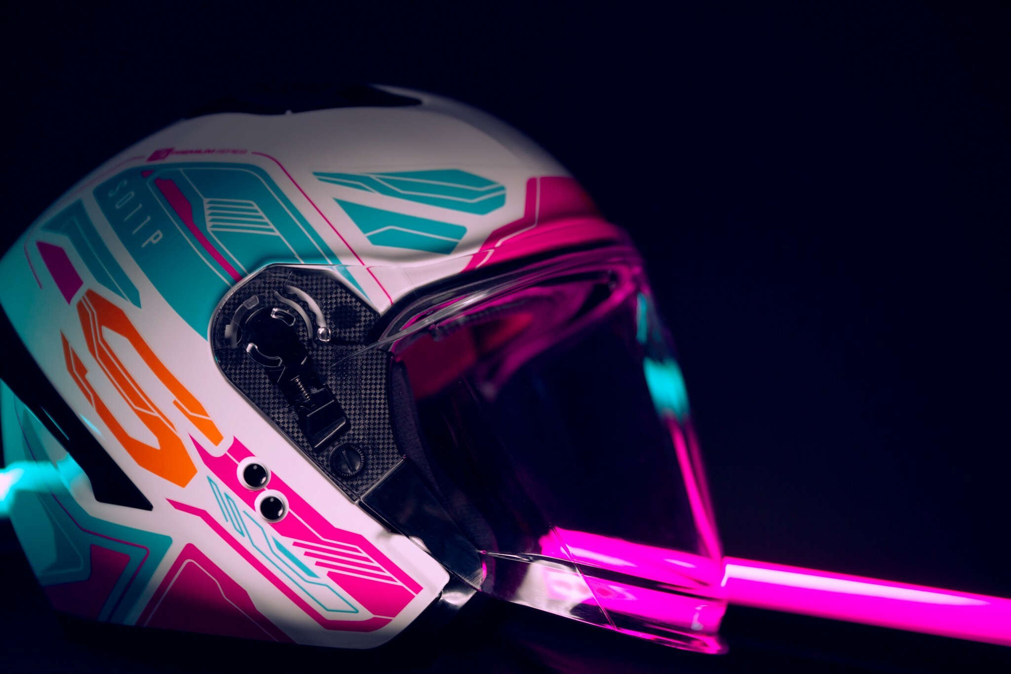 SOL SO-11P 彩繪 超導體 白/藍粉 3/4罩