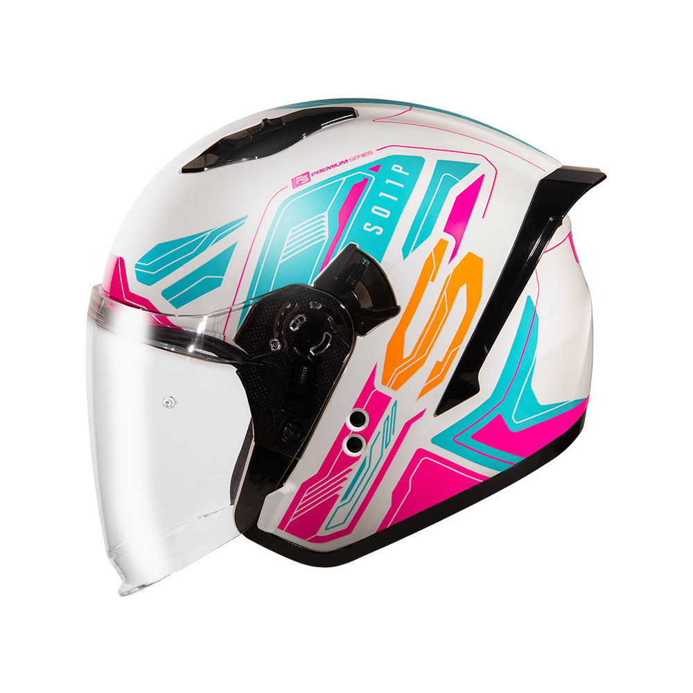 SOL SO-11P 彩繪 超導體 白/藍粉 3/4罩