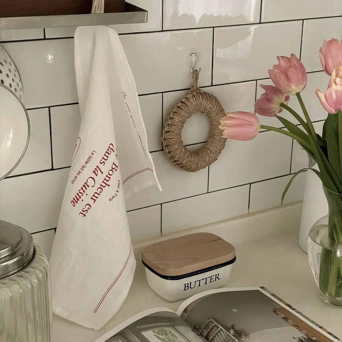 《3450》法式紅色英文字Cuisine餐墊