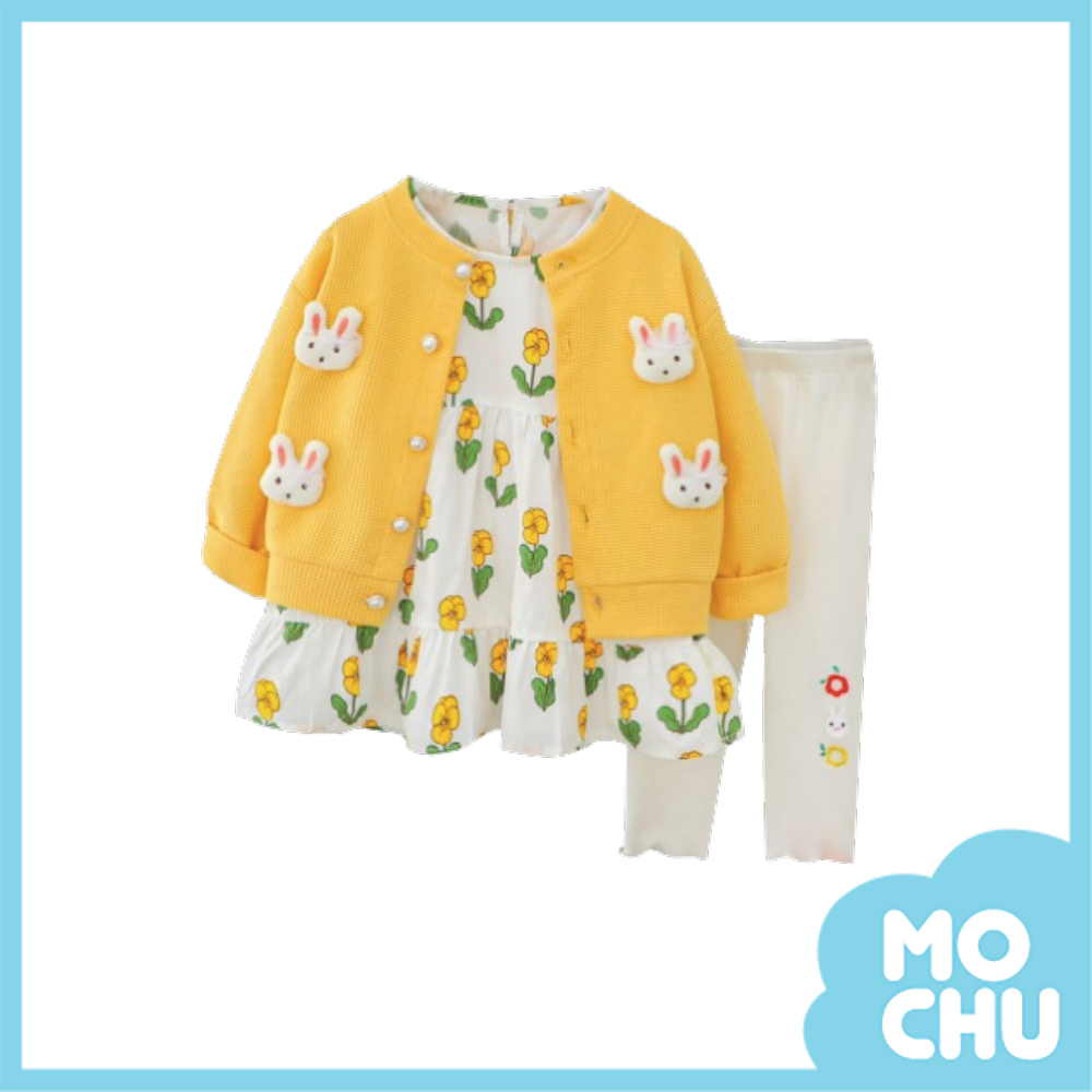 (110cm現貨)兔兔小花三件組套裝
