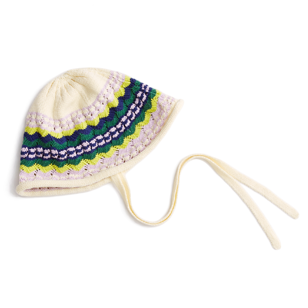 Tropical Flower Curly-Hem Bucket Hat with Straps