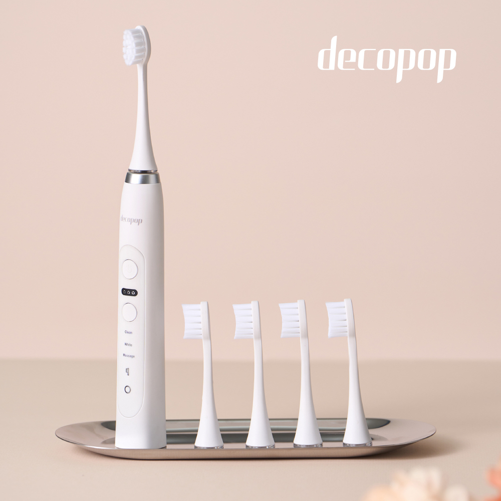 【decopop】極淨煥白音波電動牙刷DP-602 杜邦刷頭4入組
