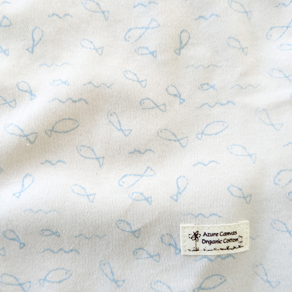 有機棉嬰兒柔適蝶裝肚衣-淺藍魚 | 藍天畫布有機棉