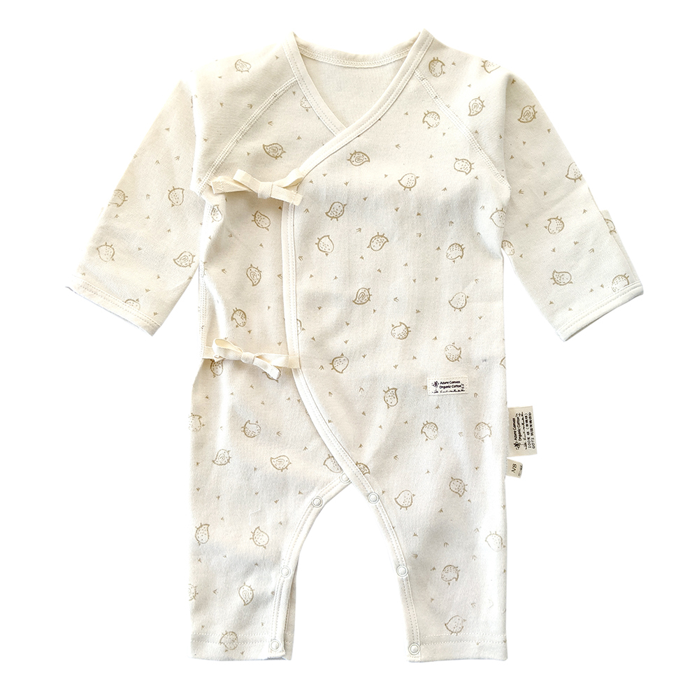 有機棉嬰兒柔適蝶裝肚衣-褐小雞 | 藍天畫布有機棉