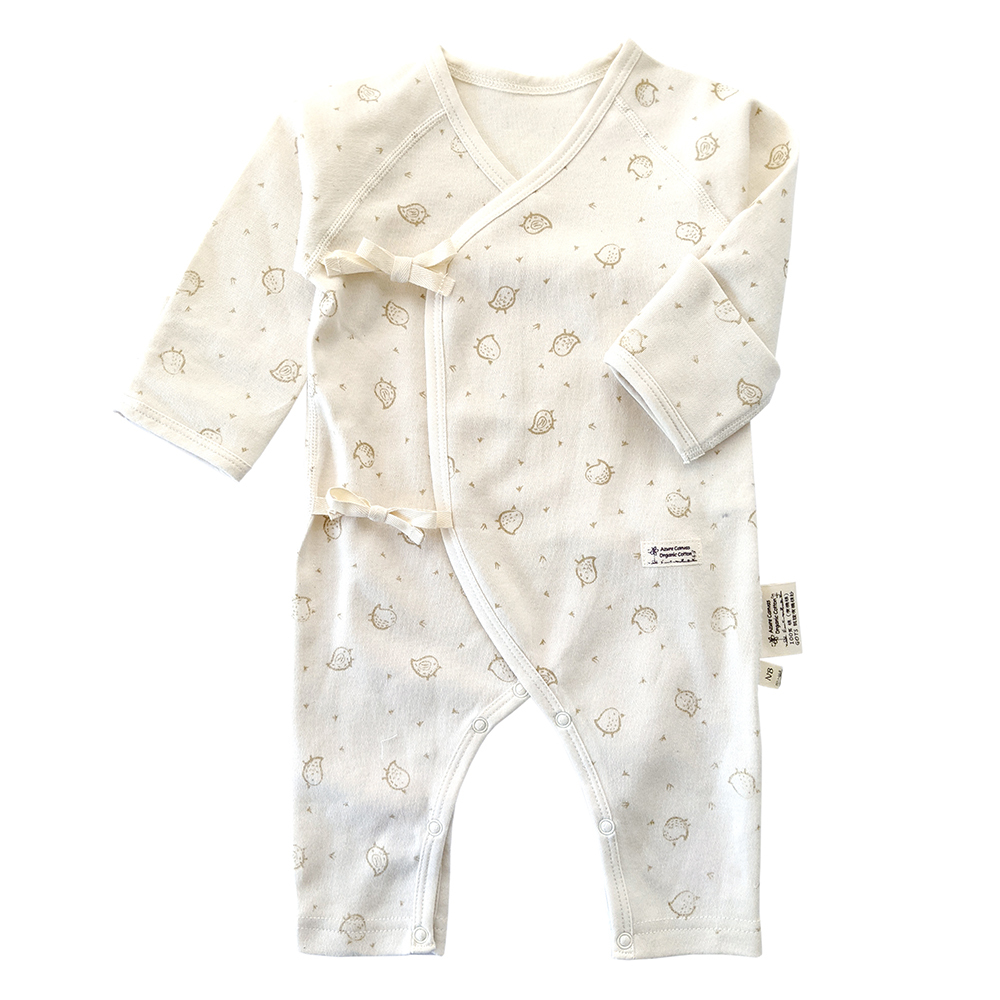 有機棉嬰兒柔適蝶裝肚衣-褐小雞 | 藍天畫布有機棉