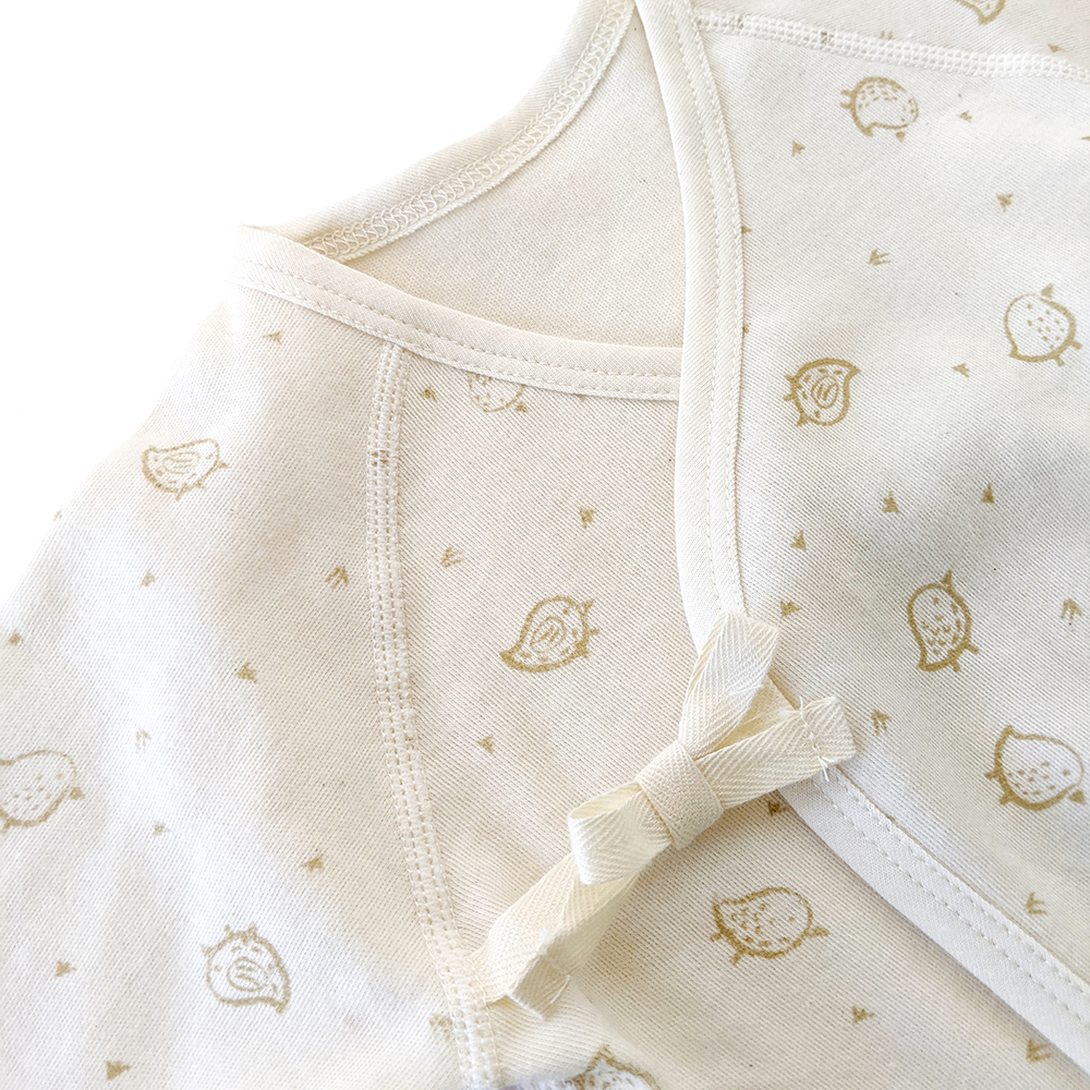 有機棉嬰兒柔適蝶裝肚衣-褐小雞 | 藍天畫布有機棉