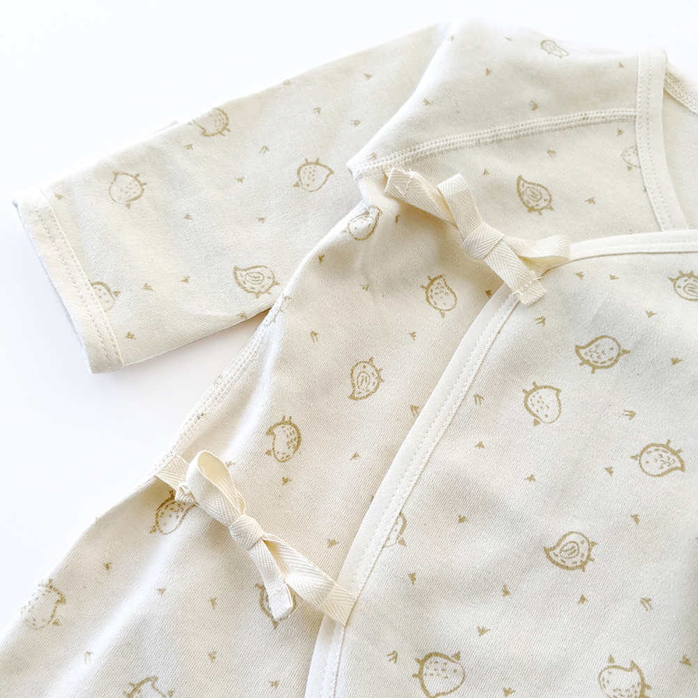 有機棉嬰兒柔適蝶裝肚衣-褐小雞 | 藍天畫布有機棉