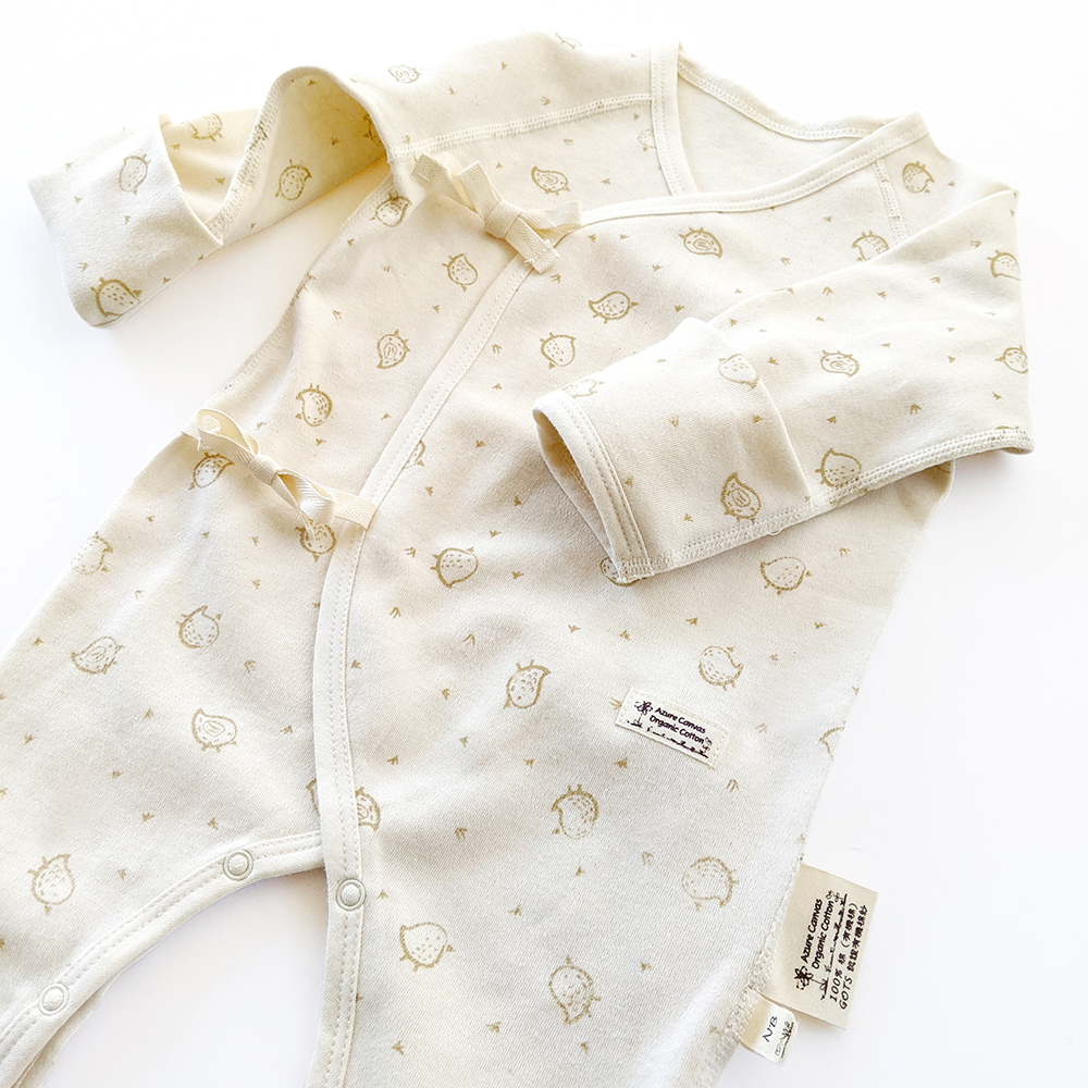 有機棉嬰兒柔適蝶裝肚衣-褐小雞 | 藍天畫布有機棉