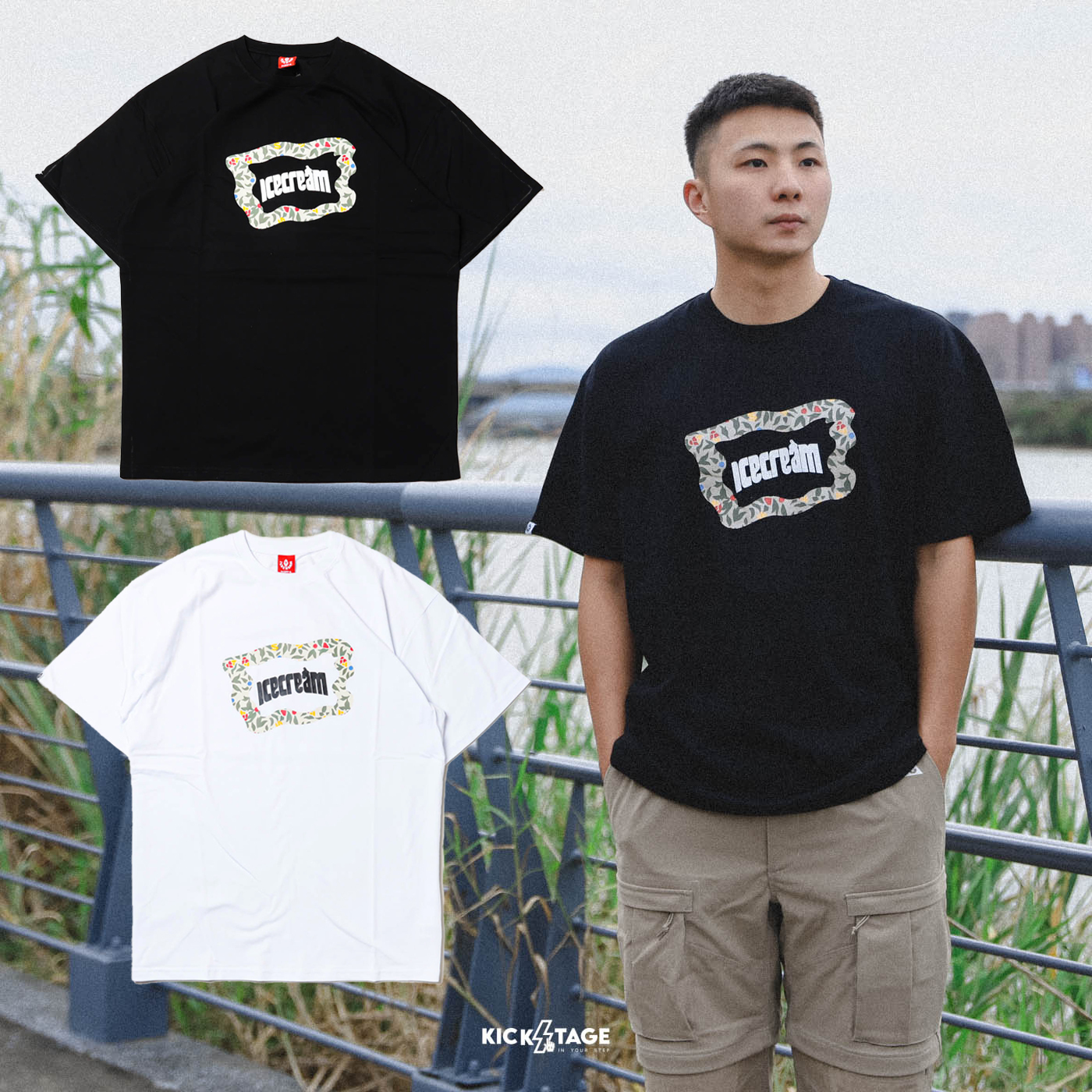 **特價商品售出不退換**BBC ICE CREAM FLAG SS TEE 黑色 白色 經典大LOGO 印花 短T【431-8206】
