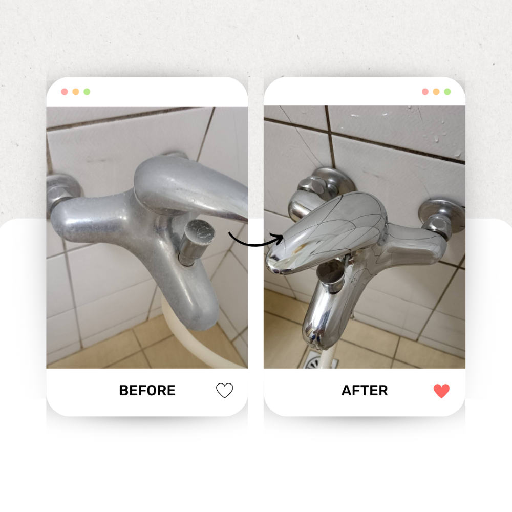 水龍頭除垢清潔劑前後對比