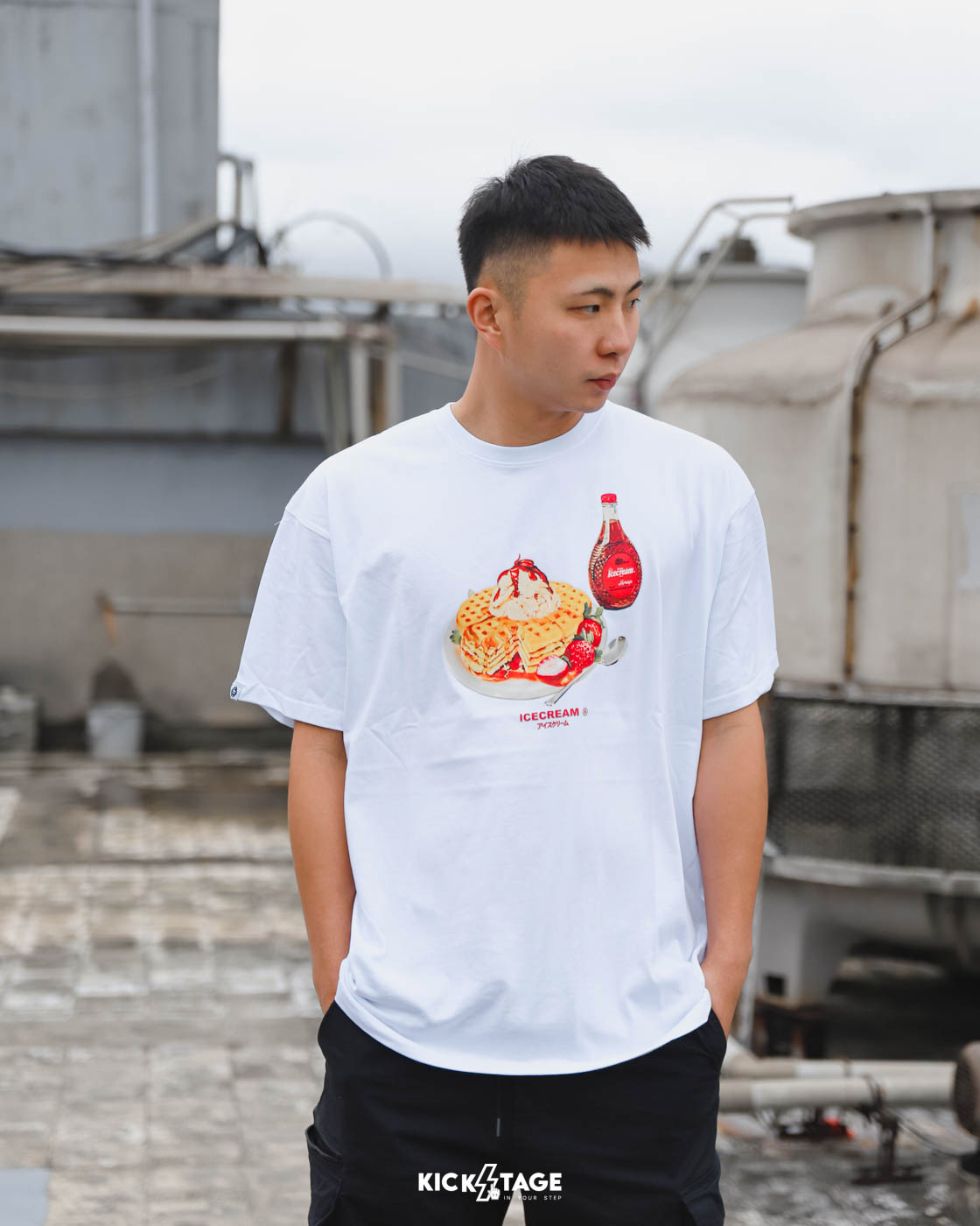 **特價商品售出不退換**BBC ICE CREAM WAFFLES SS TEE 黑色 白色 鬆餅 印花 短T【431-8207】
