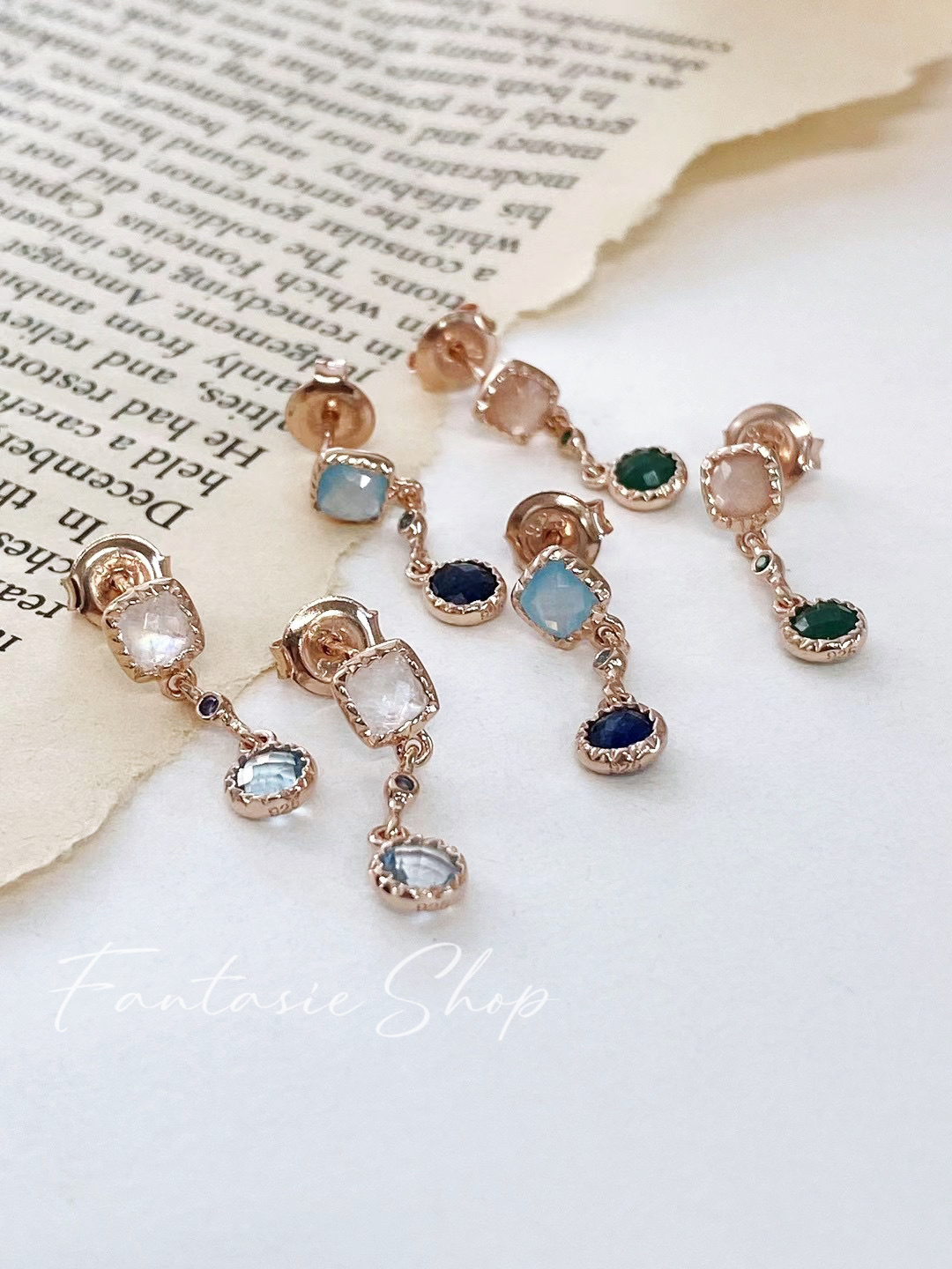 🇰🇷高質感輕珠寶飾品-晶透寶石耳環系列