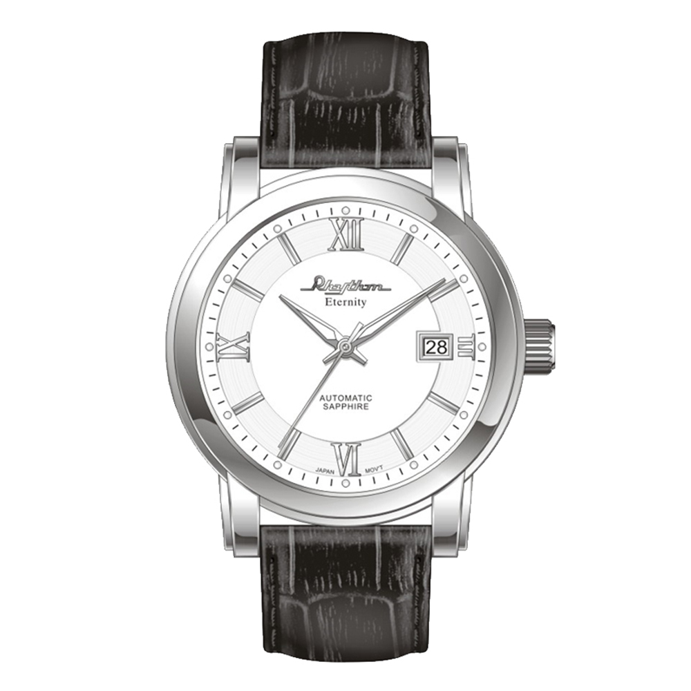 【Rhythm 麗聲】日本 羅馬數字日期顯示三針高貴自動機械錶-A1303L-