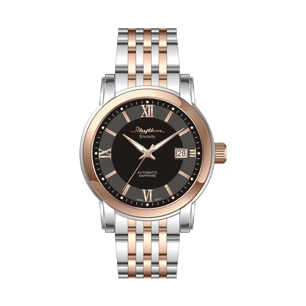 【Rhythm 麗聲】日本 羅馬數字日期顯示三針高貴自動機械錶-A1303S