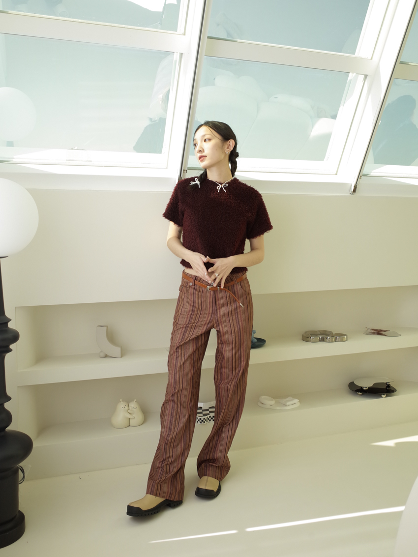 (Designer!) Clarence slim-fit stripe textured straight trouses