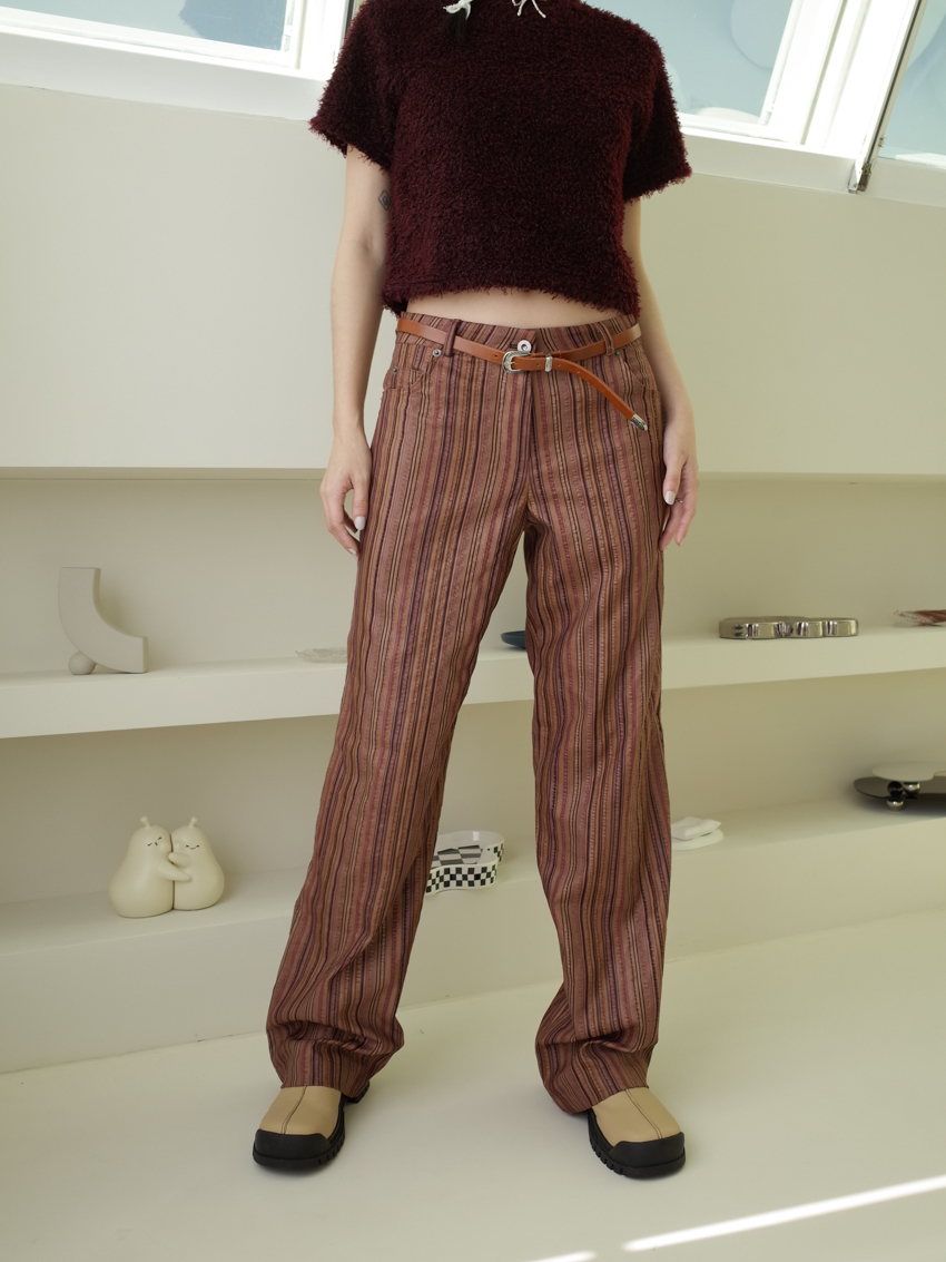 (Designer!) Clarence slim-fit stripe textured straight trouses