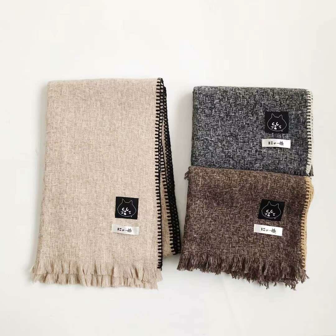 🌈2023年冬季新品驚訝貓韓版復古百搭針織鎖邊圍脖日系氛圍感保暖防寒披肩