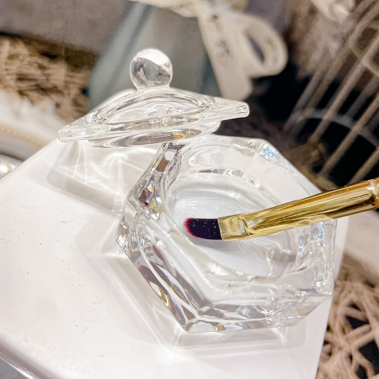 【新品上市】貴婦級玻璃抗溶劑有上蓋洗筆杯（愛心/六角/方形/圓形）