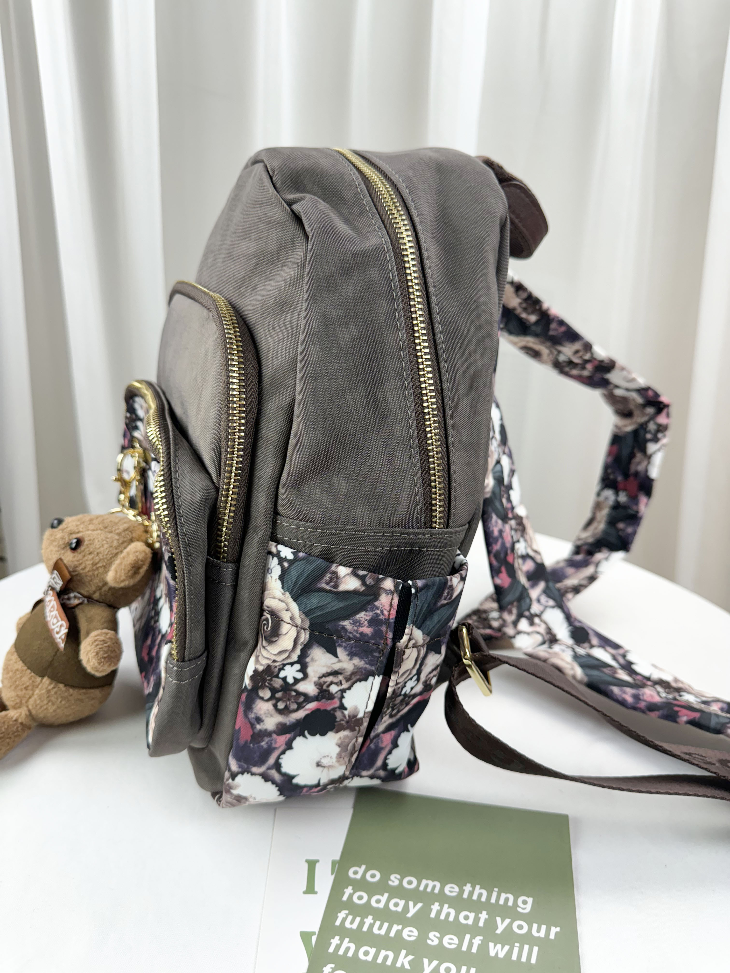 GOODS 咖啡花拼色防潑水後背包 / 側背包 #2805