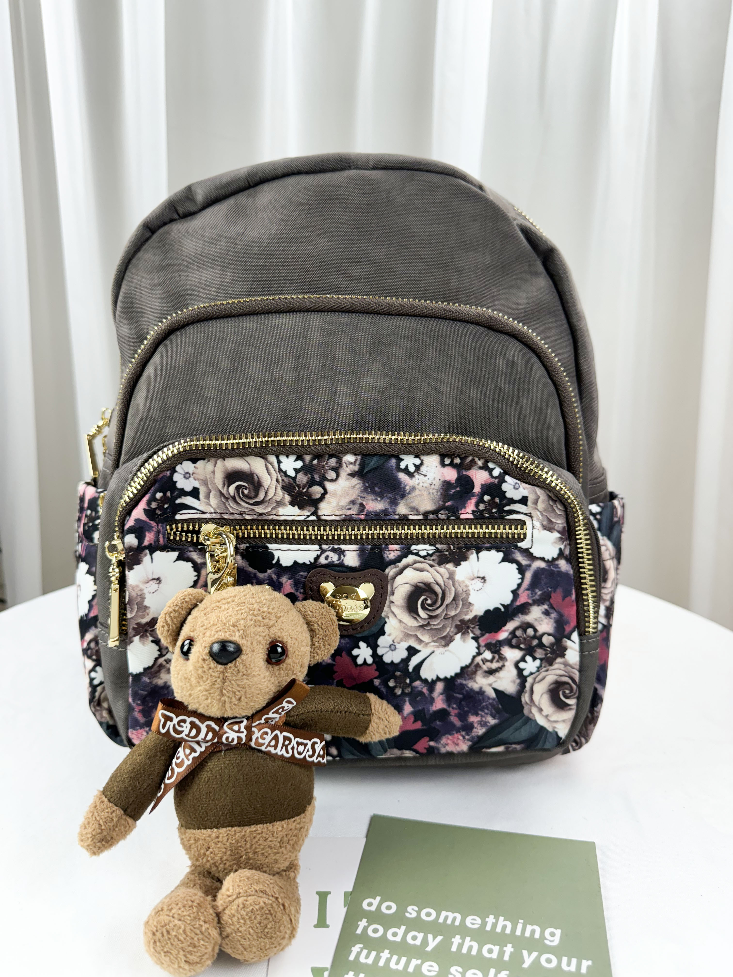 GOODS 咖啡花拼色防潑水後背包 / 側背包 #2805