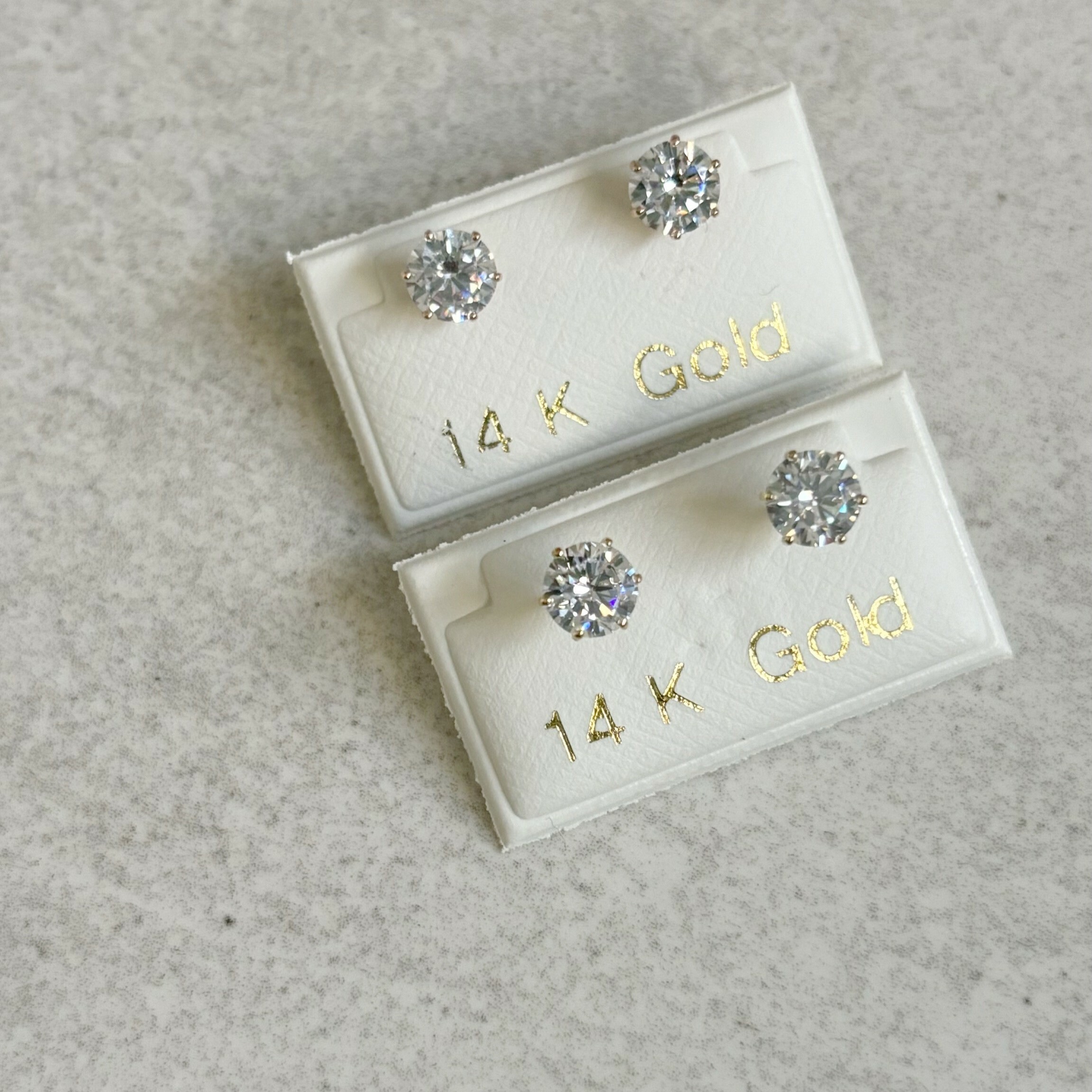 14K 5mm六爪鋯石轉珠耳環