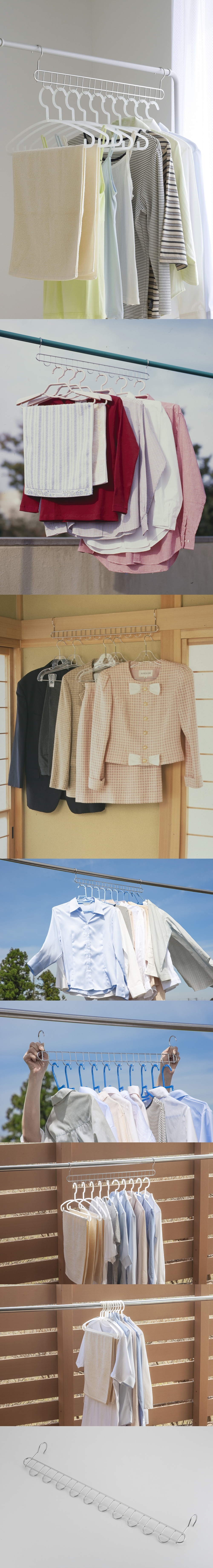 《下村企販》日本製304不鏽鋼長型多孔掛衣架