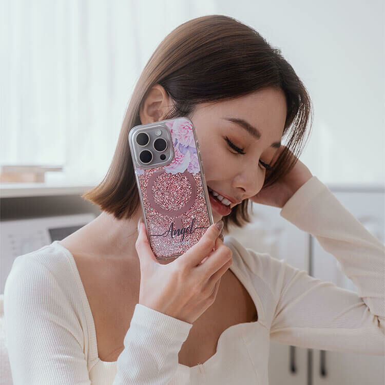 少女玫瑰 玫瑰金貝拉殼 (MagSafe兼容) - (訂製名字) iPhone客製化手機殼