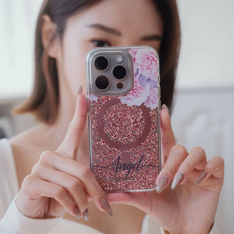 少女玫瑰 玫瑰金貝拉殼 (MagSafe兼容) - (訂製名字) iPhone客製化手機殼