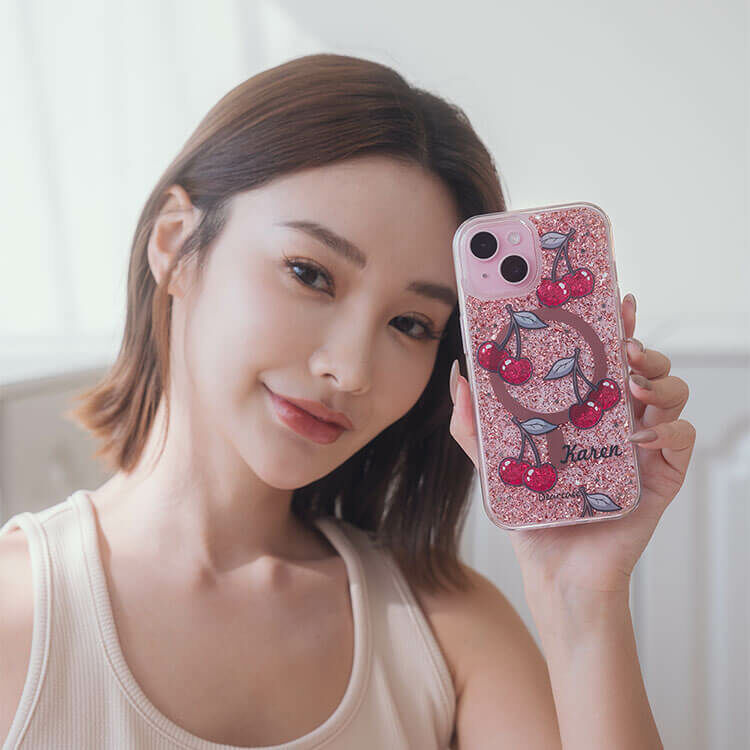 可口櫻桃 玫瑰金貝拉殼 (MagSafe兼容) - (訂製名字) iPhone客製化手機殼