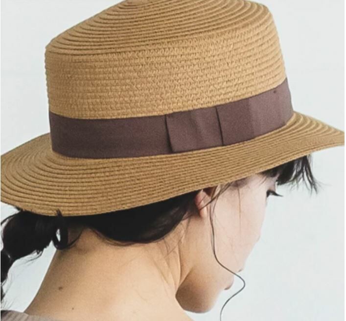 度假風緞帶棕色草帽【日本直送】