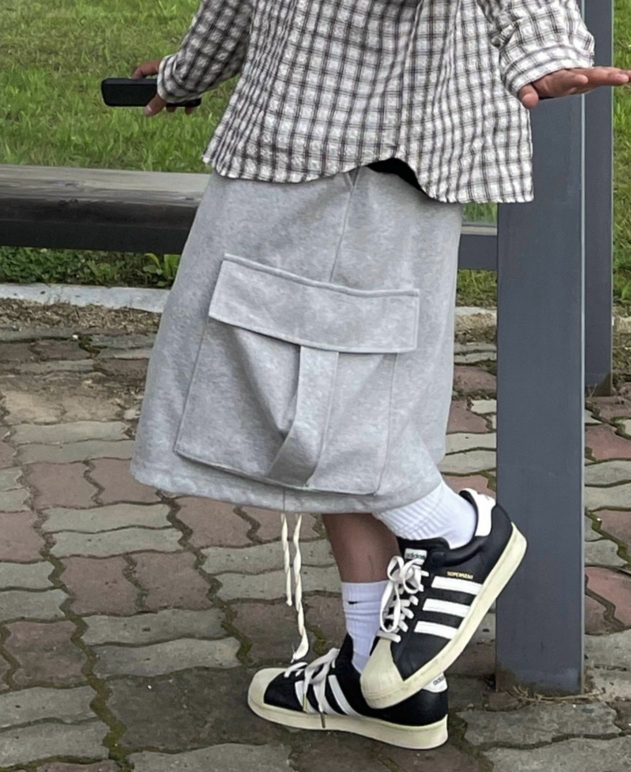 淨色棉質工裝短褲 P2603