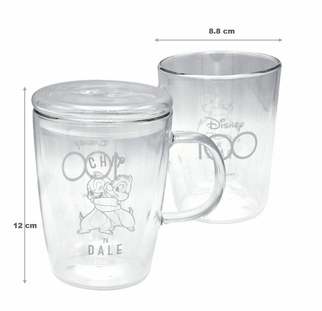 【Disney】現貨 香港迪士尼 迪士尼100周年 雙層玻璃杯 玻璃杯 米奇 奇奇蒂蒂