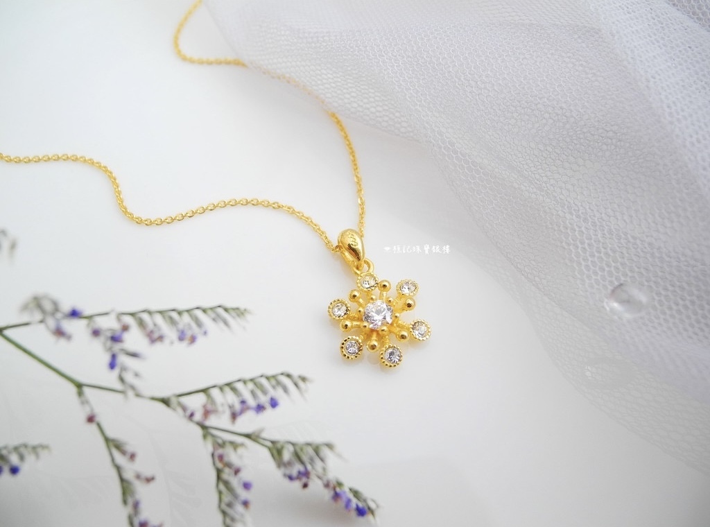 璀璨雪花 黃金墜子