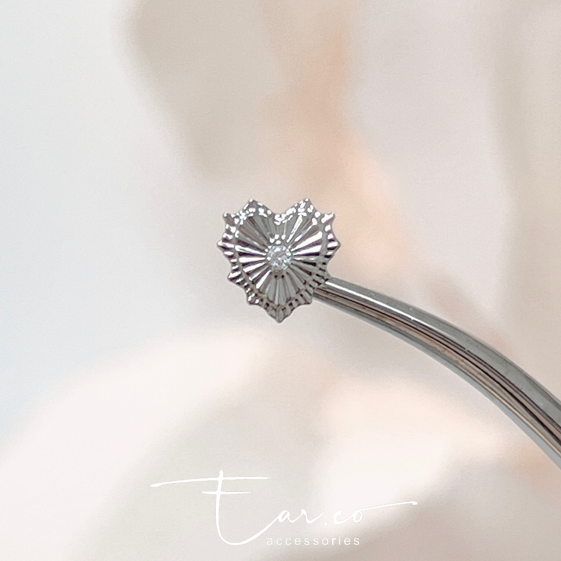 紋理閃石愛心平頭耳門/耳珠/耳骨釘 [G23 Titanium] [單支]